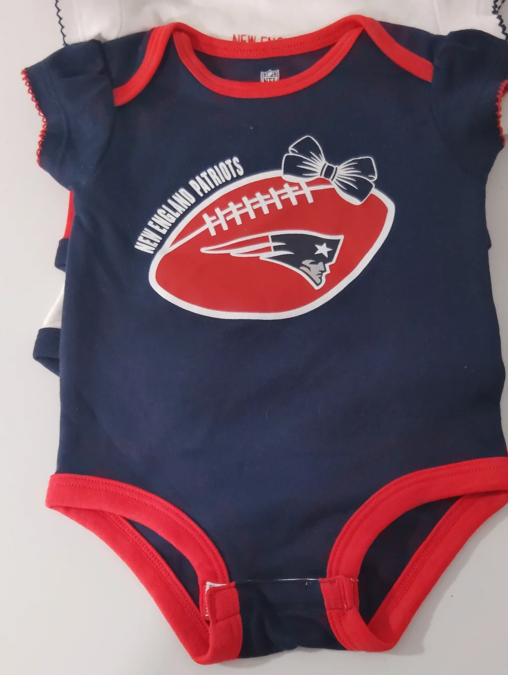 NFL New England Patriots Navy Red White  Baby Girl  Bodysuit 3-Pack 3-6 M